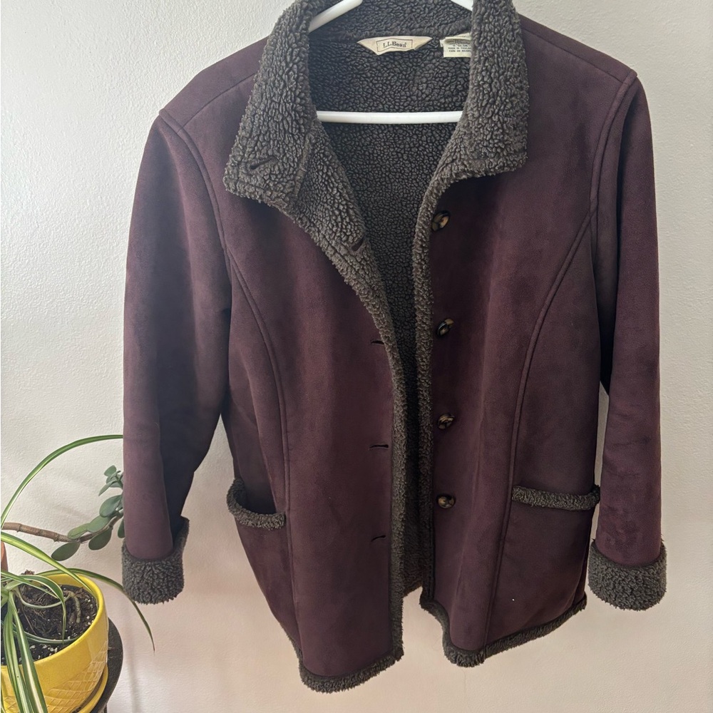 Vintage L.L.Bean Women's Petite Fleece Jacket in Dark Brown